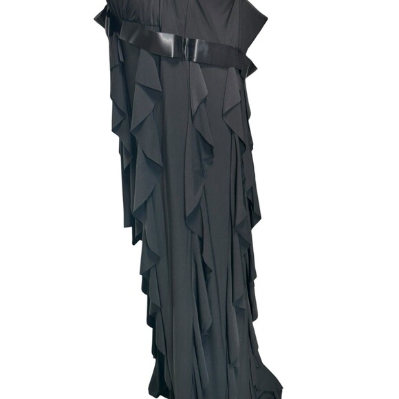 Vintage 90s y2k Black Maxi Dress 18W Ruffles Bow Fairy Grunge Whimsigoth Gown - Picture 8 of 10